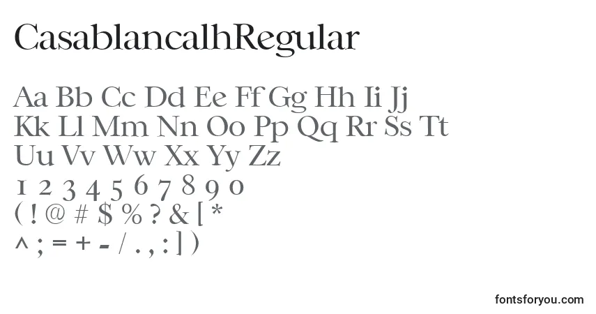 Czcionka CasablancalhRegular – alfabet, cyfry, specjalne znaki