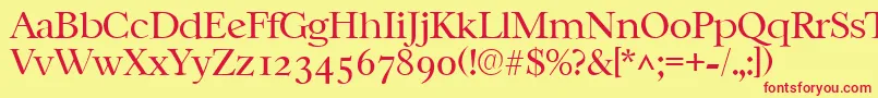 CasablancalhRegular Font – Red Fonts on Yellow Background