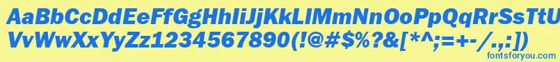 FranklingothheavyettItalic Font – Blue Fonts on Yellow Background