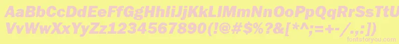 FranklingothheavyettItalic Font – Pink Fonts on Yellow Background