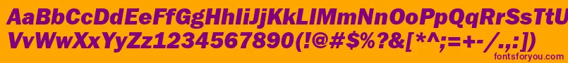 FranklingothheavyettItalic Font – Purple Fonts on Orange Background