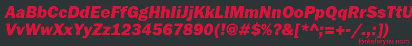 FranklingothheavyettItalic Font – Red Fonts on Black Background