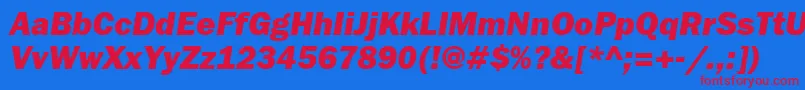 フォントFranklingothheavyettItalic – 赤い文字の青い背景