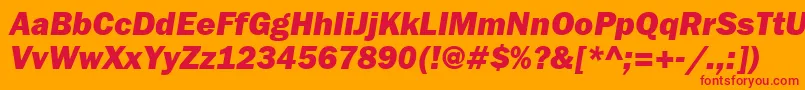 FranklingothheavyettItalic-Schriftart – Rote Schriften auf orangefarbenem Hintergrund