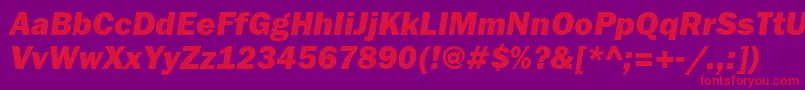 FranklingothheavyettItalic-Schriftart – Rote Schriften auf violettem Hintergrund