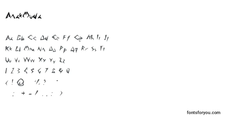 Schriftart AnakMuda – Alphabet, Zahlen, spezielle Symbole