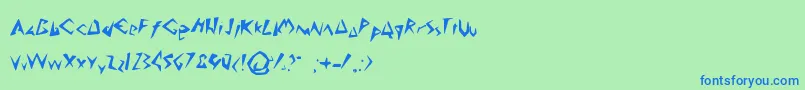 Weitere Informationen zur AnakMuda-Schriftart AnakMuda-Schriftart – Blaue Schriften auf grünem Hintergrund