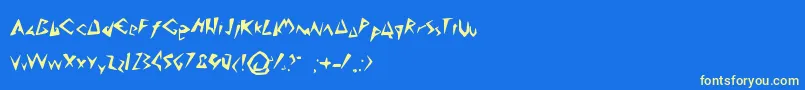 AnakMuda-fontti – keltaiset fontit sinisellä taustalla