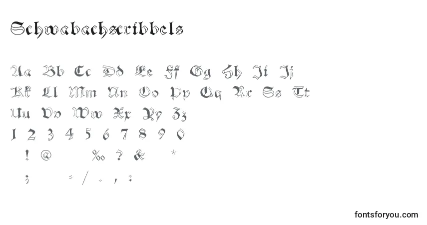 Schriftart Schwabachscribbels – Alphabet, Zahlen, spezielle Symbole