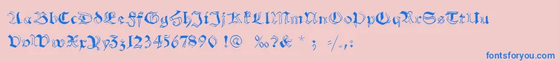 Schwabachscribbels-Schriftart – Blaue Schriften auf rosa Hintergrund