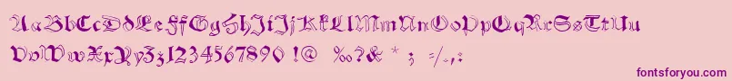 Schwabachscribbels-Schriftart – Violette Schriften auf rosa Hintergrund