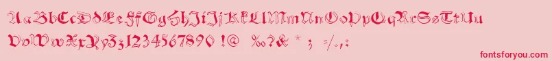 Schwabachscribbels-Schriftart – Rote Schriften auf rosa Hintergrund