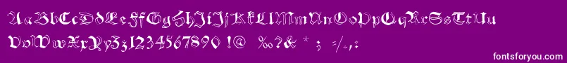 Schwabachscribbels-Schriftart – Weiße Schriften auf violettem Hintergrund