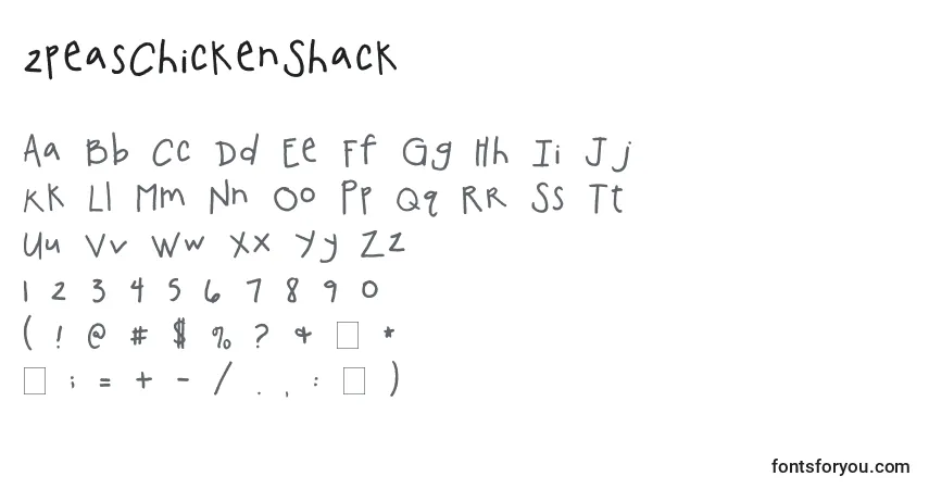 A fonte 2peasChickenShack – alfabeto, números, caracteres especiais
