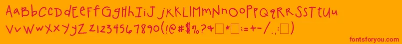 2peasChickenShack Font – Red Fonts on Orange Background