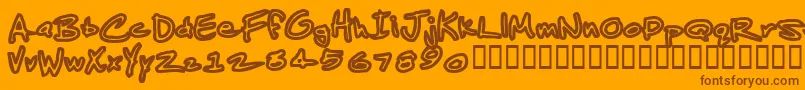 Fonte JenkinsAlbino – fontes marrons em um fundo laranja