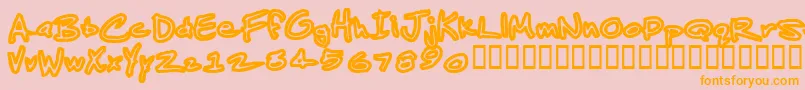 JenkinsAlbino-Schriftart – Orangefarbene Schriften auf rosa Hintergrund