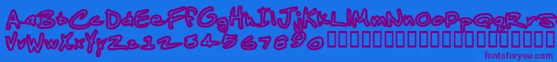 JenkinsAlbino-Schriftart – Violette Schriften auf blauem Hintergrund