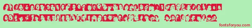 FacesFemale Font – Red Fonts on Green Background