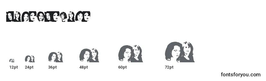 FacesFemale Font Sizes