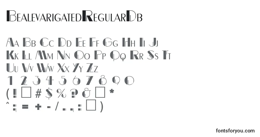 A fonte BealevarigatedRegularDb – alfabeto, números, caracteres especiais