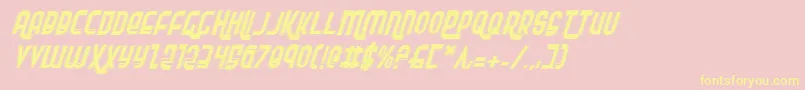 Fonte RokikierProItalic – fontes amarelas em um fundo rosa
