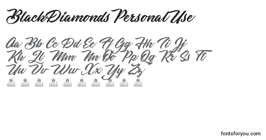 Czcionka BlackDiamondsPersonalUse – alfabet, cyfry, specjalne znaki