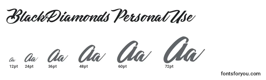 BlackDiamondsPersonalUse Font Sizes