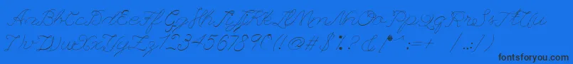 Leaguescript-Schriftart – Schwarze Schriften auf blauem Hintergrund