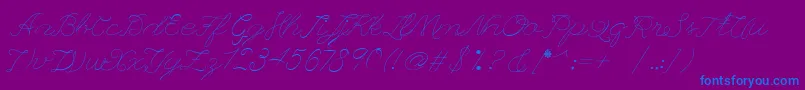 Leaguescript-Schriftart – Blaue Schriften auf violettem Hintergrund