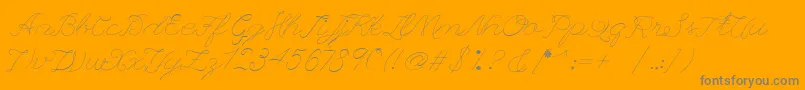 Leaguescript-Schriftart – Graue Schriften auf orangefarbenem Hintergrund