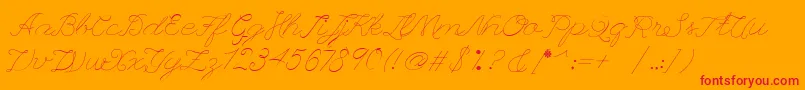 Leaguescript-Schriftart – Rote Schriften auf orangefarbenem Hintergrund