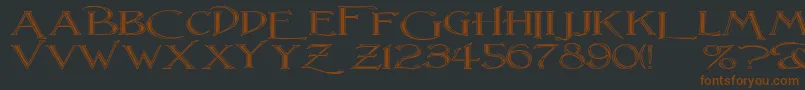 Шрифт LightfootFlutedExtraExpandedRegular – коричневые шрифты на чёрном фоне
