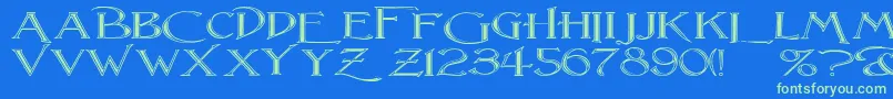 LightfootFlutedExtraExpandedRegular Font – Green Fonts on Blue Background