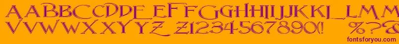 LightfootFlutedExtraExpandedRegular Font – Purple Fonts on Orange Background