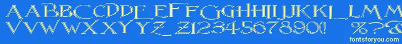 LightfootFlutedExtraExpandedRegular Font – Yellow Fonts on Blue Background