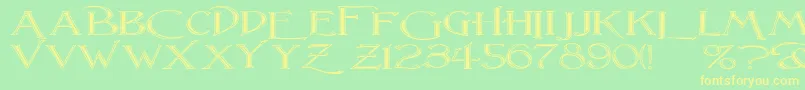 LightfootFlutedExtraExpandedRegular-Schriftart – Gelbe Schriften auf grünem Hintergrund