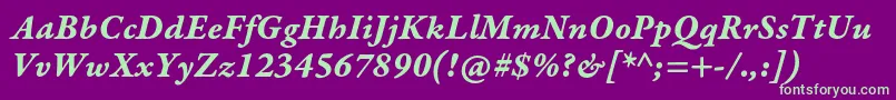 GaramondpremrproBditcapt Font – Green Fonts on Purple Background