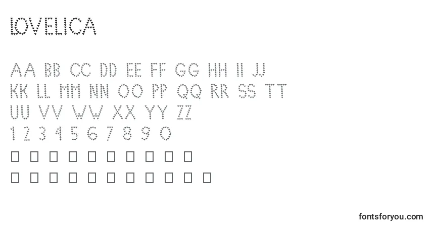 Schriftart Lovelica (105926) – Alphabet, Zahlen, spezielle Symbole