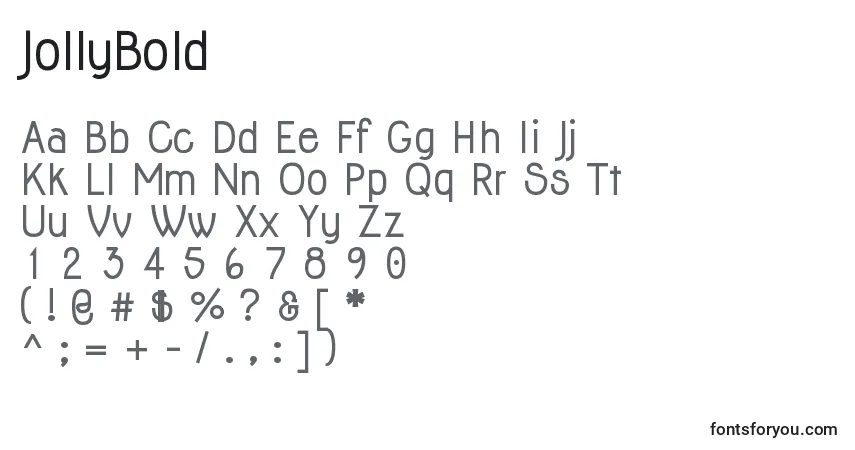 Шрифт JollyBold – алфавит, цифры, специальные символы