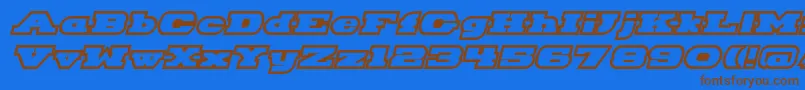 HackneyBlockOutlineItalic Font – Brown Fonts on Blue Background
