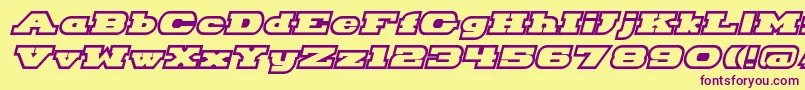 HackneyBlockOutlineItalic Font – Purple Fonts on Yellow Background