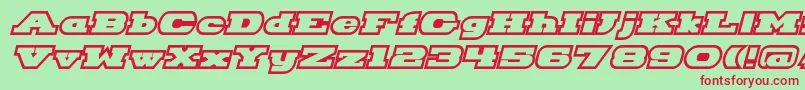 HackneyBlockOutlineItalic-fontti – punaiset fontit vihreällä taustalla