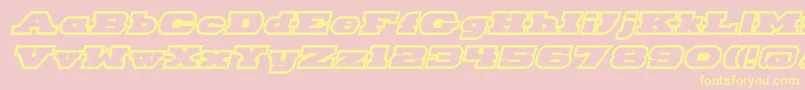 HackneyBlockOutlineItalic-Schriftart – Gelbe Schriften auf rosa Hintergrund