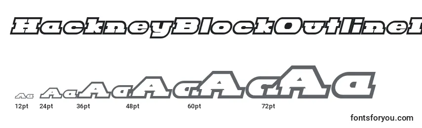 Размеры шрифта HackneyBlockOutlineItalic