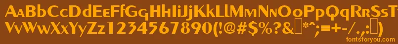 Więcej informacji o czcionce GreyhoundBold Czcionka GreyhoundBold – pomarańczowe czcionki na brązowym tle