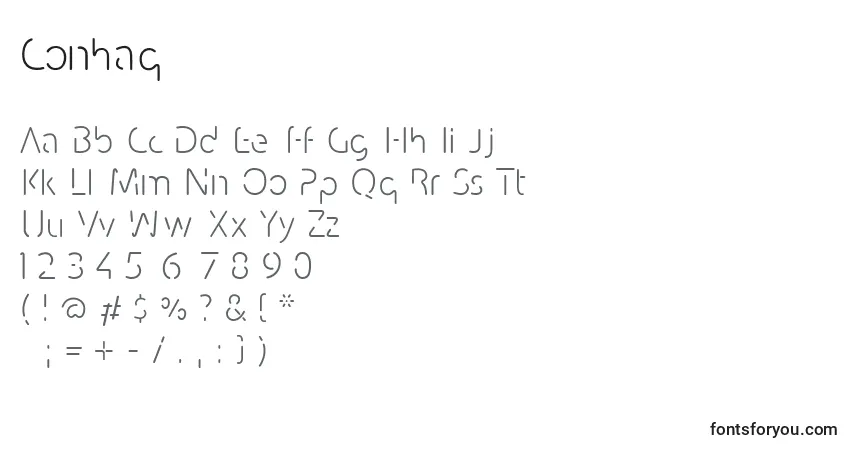 Conhaq-fontti – aakkoset, numerot, erikoismerkit