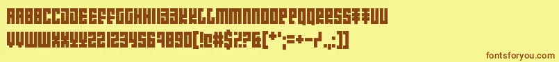 フォントIntroducingPretentiousness – 茶色の文字が黄色の背景にあります。