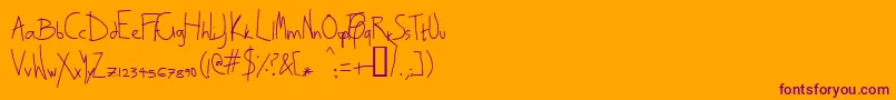 Escavwrg-Schriftart – Violette Schriften auf orangefarbenem Hintergrund