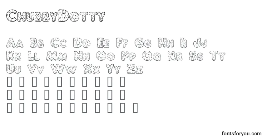 A fonte ChubbyDotty – alfabeto, números, caracteres especiais